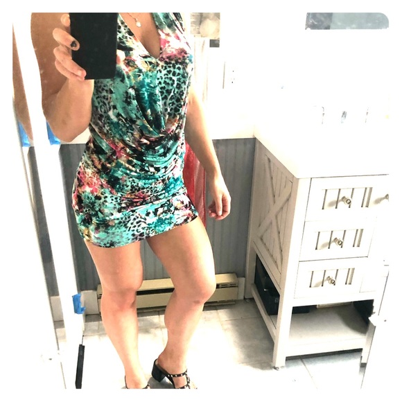 Turquoise leopard dress - Picture 2 of 8